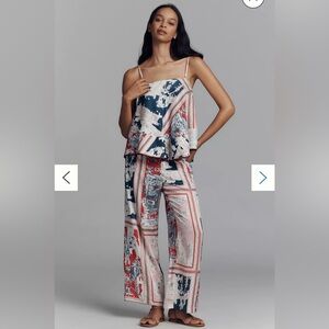 Anthropologie Maeve Strapless Swingy Scarf Top and Brooklin Printed PullOn Pants